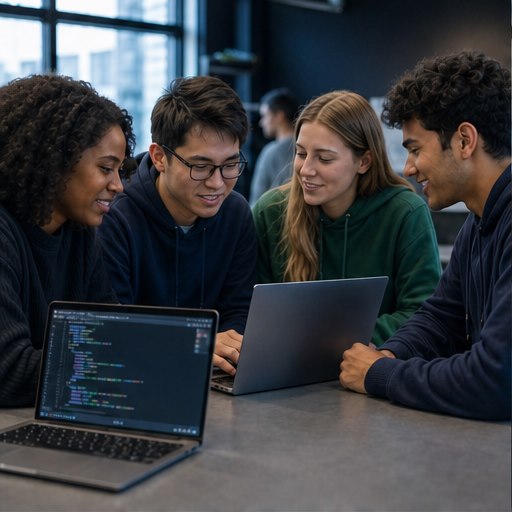 University students collaborating in a coding club